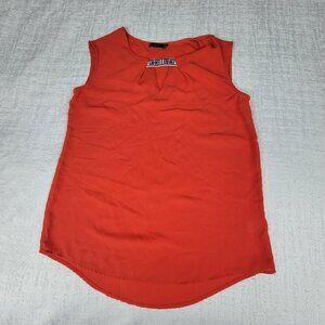 Anthropologie THML Tank Top Women Size S Coral Orange Sleeveless Keyhole Poly
